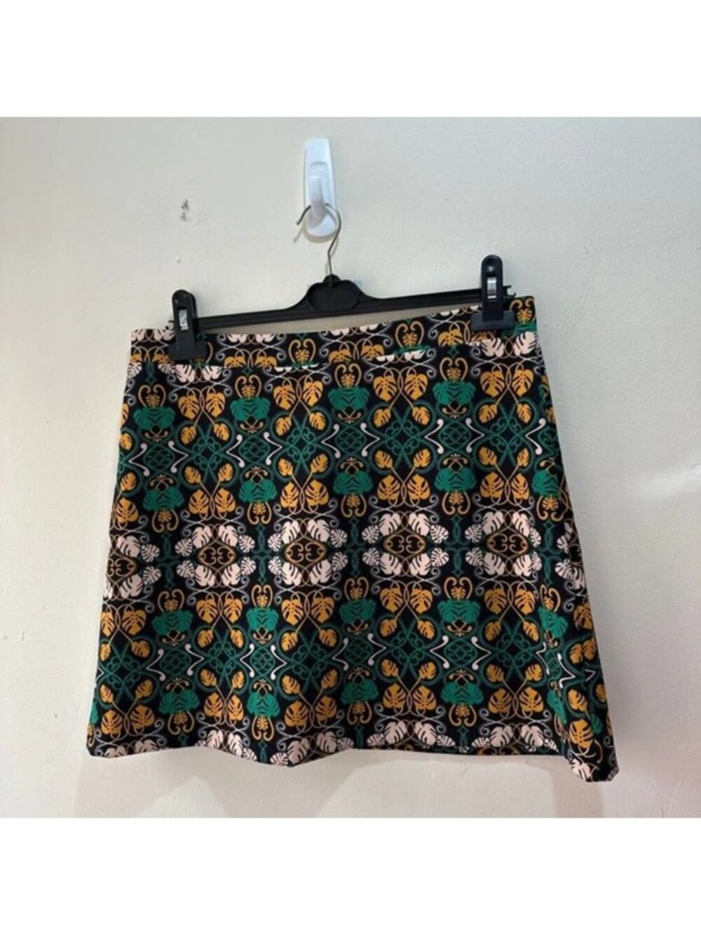 Chic Patterned Mini Skirt - Green, Yellow, Black